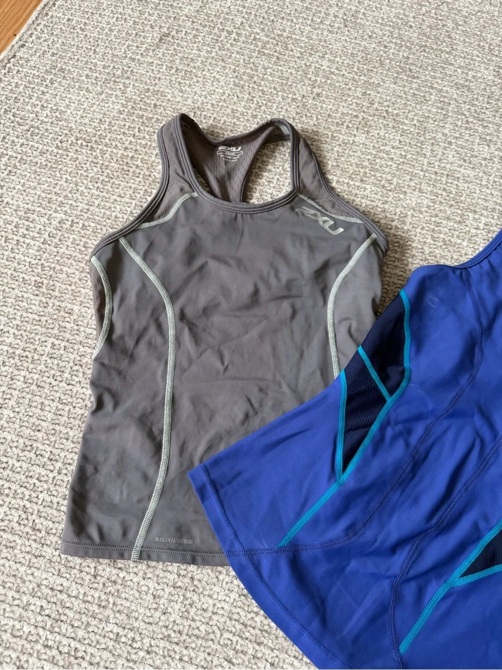 2XU Women's Blue and Gray Racerback cycling tank tops